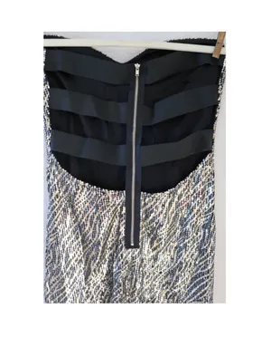 Gold Black Sequin Strapless Mini Dress Size M thumbnail 5