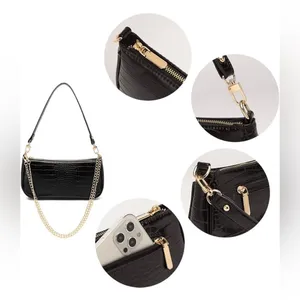 Classic Clutch Shoulder HandBag with‎ Zipper Closure Black thumbnail 4