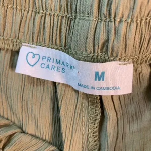 Primark Cares Womens Sage Green Wide Leg Crinkle Textured Drawstring Pants M‎ thumbnail 3
