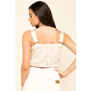 Free People We The Free Palm Desert Cream Ivory Button Crop Top thumbnail 5