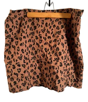 MarleyLilly Women’s Size XL Mini Skirt Tan Black‎ Animal Print Zip Side Cotton thumbnail 1