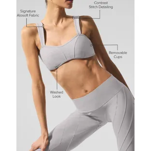 BUNDLE Alo Washed Alosoft Sunray Bra & High-Waist Legging Grey Sky Wash SET XS thumbnail 2