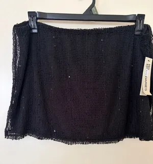No Boundaries Black Crochet Cover-Up Skirt thumbnail 1