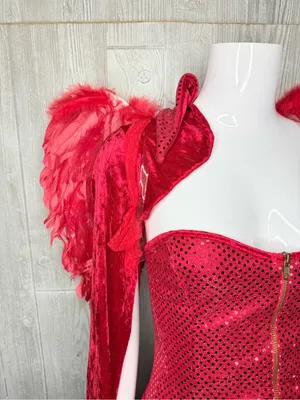 Vintage small devil Halloween costume dress w/ cartigan and wings thumbnail 3