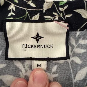 Tuckernuck Floral Tiered‎ Dress Button Front Green Black Floral Cotton Sz Medium thumbnail 6