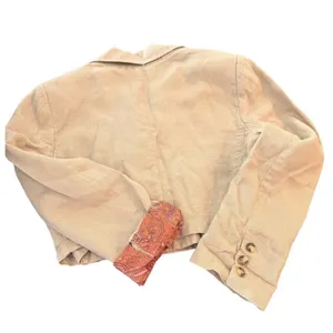 Free People Beige Cropped Blazer Jacket, Paisley Rollable Cuffs, Size 10 thumbnail 2