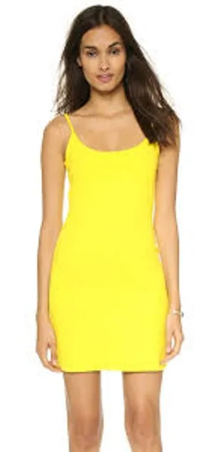 SUSANA MONACO Essential Slip Dress Mini Scoop Neck Sexy Sz S Small Lemon Yellow thumbnail 1