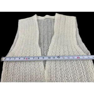 VTG Women’s Ivory Knit Open Front Sweater Vest Textured Lightweight Gradmacore S thumbnail 9