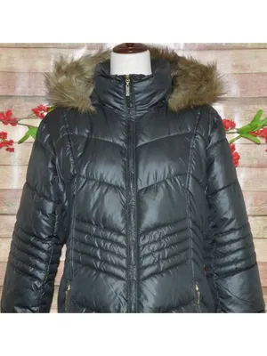 Gallery New York Womens L Long Maxi Puffer Coat Black Faux Fur Hood Quilted thumbnail 10