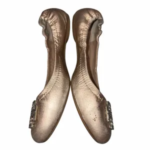 Tory Burch Gold Metallic Leather Melinda Ballet Flats thumbnail 6