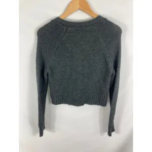 American Eagle Soft Cropped Button Front Cardigan Grey Size XS thumbnail 4