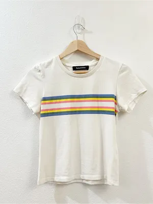 Reformation Women's Retro Rainbow Striped Tee Size XS thumbnail 3