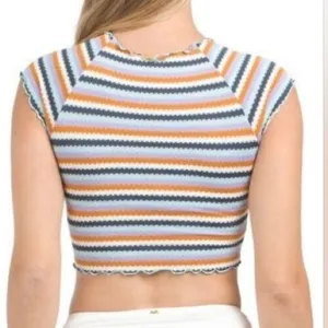 NWT L* Space Under The Sun Wildflower Rashguard Top Striped Ruffle Edge Size M thumbnail 3