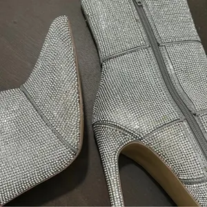 Steve Madden Rhinestone Pointed Toe Booties Silver Size 6M thumbnail 2