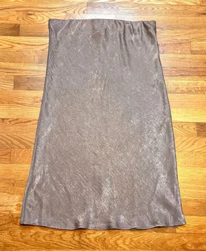 Bobeau Women’s XL Deep Taupe Satin Midi Skirt Cocktail Party Corporatecore New thumbnail 1