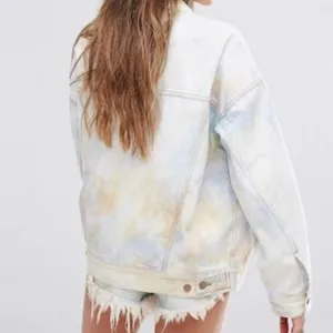 FREE PEOPLE Tie Dye Denim Jean Jacket Coat thumbnail 5