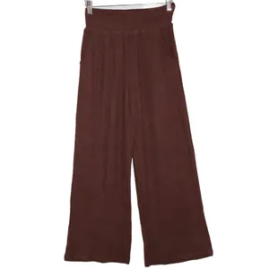 Womens Abercrombie & Fitch Brown Ribbed Knit Wide Leg Pants with Pockets Size XS thumbnail 1