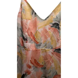 Lulus Peach Yellow Abstract Brushstroke Gold Pinstripe Mini Dress Small‎ thumbnail 3