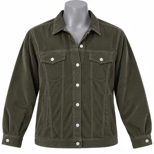 American Eagle Olive Green Corduroy Trucker Jacket XXL Womens Utility Coat thumbnail 1