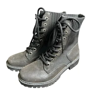 Blowfish Malibu Womens Black Combat Boots Ribbed Knit Collar Lug Sole 7.5 8 Lace thumbnail 1