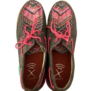 Twisted X Neon Pink Aztec Print Women’s 8.5M Boat Driving Mocs Loafers Shoes thumbnail 3