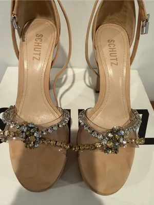 SCHUTZ Nude Crystal-Strap Open-Toe Heels thumbnail 1