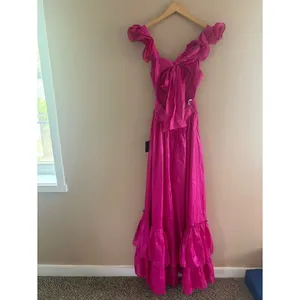 Lulus Pristine Glow Magenta Pink Ruffled Tie-Back Maxi Dress Size Small Formal thumbnail 5