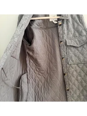 Object Vera Owen Long Quilted Jacket/Schaket Gray Size M thumbnail 5