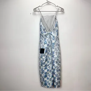 NWT Lulus Versailles Vibes Blue Jacquard Open Back Metallic Midi‎ Dress LARGE thumbnail 7