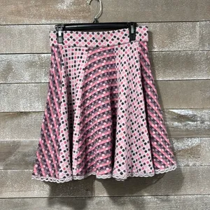 Anthropologie MOTH mini skirt polka dot wool knit circle skater design size M thumbnail 2