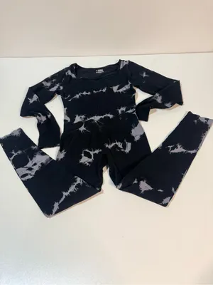 Women's Black Tie-Dye Long-Sleeve Jumpsuit thumbnail 3
