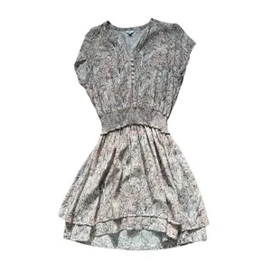 Rails Karla Watercolor‎ Snakeskin Pink Smocked Tiered Dress Sz S thumbnail 3