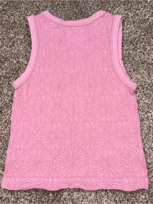 Pink Rose Textured Tank Top Women's S/M Pink Sleeveless Top thumbnail 4