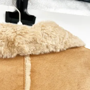 Giacca Womens Vintage Genuine Leather Faux Fur Trim‎ Penny Lane Shearling Coat M thumbnail 7