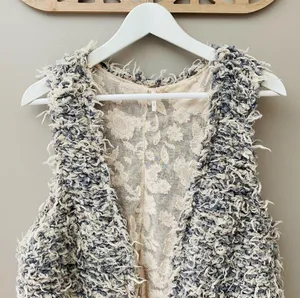 Free People Fur Away Shaggy Vest Gray Sz Medium thumbnail 3