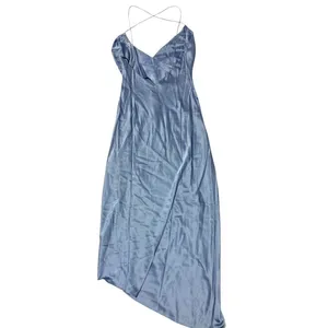 SER.O.YA NWT Emma Silk Dress Size Small Blue Slip Midi Revolve Side Slit Satin thumbnail 7
