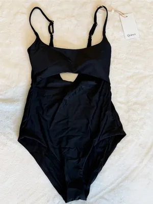 NWT Italian Cut Out One-Piece Swimsuit in Black - Size: Small thumbnail 2