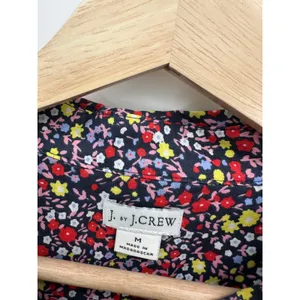 J. Crew Womens Microfloral Button‎ Front Shirt Size M Navy Blue Casual CN22 thumbnail 6