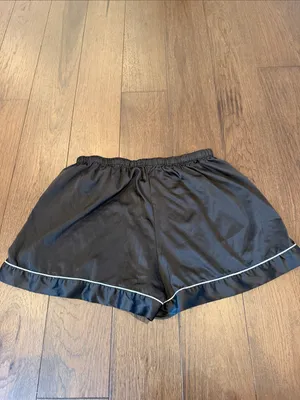 Black Satin Women's Shorts with Contrast Piping Size Medium - C27-170 thumbnail 5