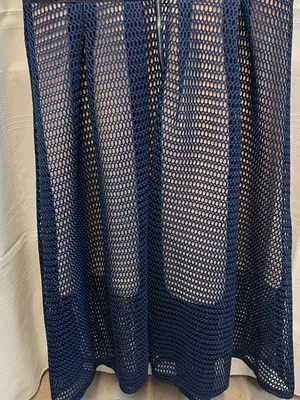 L'ATISTE L Navy Blue Wedding Guest Sheer Mesh Illusion Midi Dress Self Portrait thumbnail 9