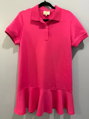 SSYS The Label Margaret Drop Waist Flounce Hem Collared Dress Hot Pink thumbnail 4