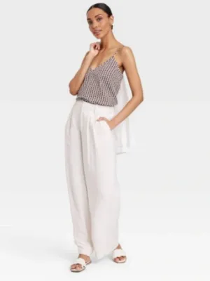 A New Day Women’s Size XXL Matte Satin Cami Camisole Tank Top White Dark Brown thumbnail 3