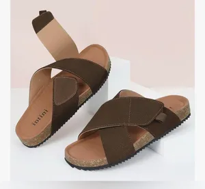 NEW Cork Footbed Slides Suede Genuine Leather Sandals Arch Support Adj Straps 9 thumbnail 8