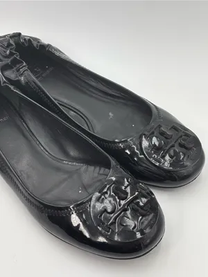 Tory Burch Black Patent‎ Leather Logo Ballet Flats Size 7.5/8 thumbnail 2
