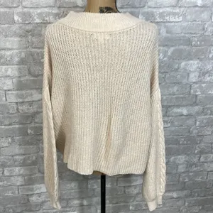 BP Cream Ribbed Cable Knit Sweater thumbnail 3