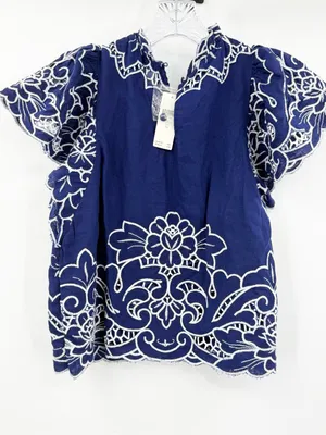 Anthropologie NWT Women's Laine High-Neck Lace Cutwork‎ Blouse Size XS thumbnail 2