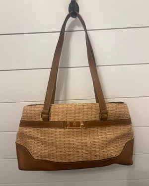 Vintage Etienne Aigner Woven Straw Leather Trim‎ Shoulder Bag Purse Designer thumbnail 1