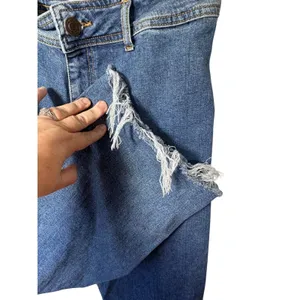 Zara Women's Size‎ 10 High Rise Wide Leg Cropped Denim Jeans Frayed Hem Blue thumbnail 4