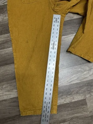 Earthbound Trading Company Corduroy Jumpsuit Large Mustard Cotton Boho Flawed thumbnail 9