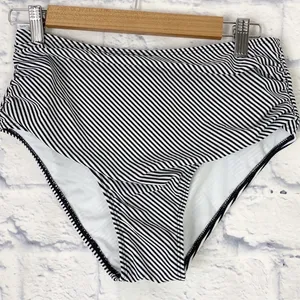 Cupshe striped black white high waist swim bottom small NWT thumbnail 3